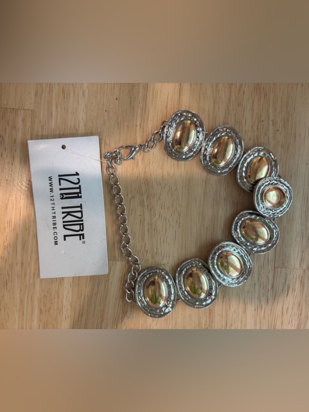 12th Tribe Two-Tone Oval Medallion Necklace in Gold and Silver